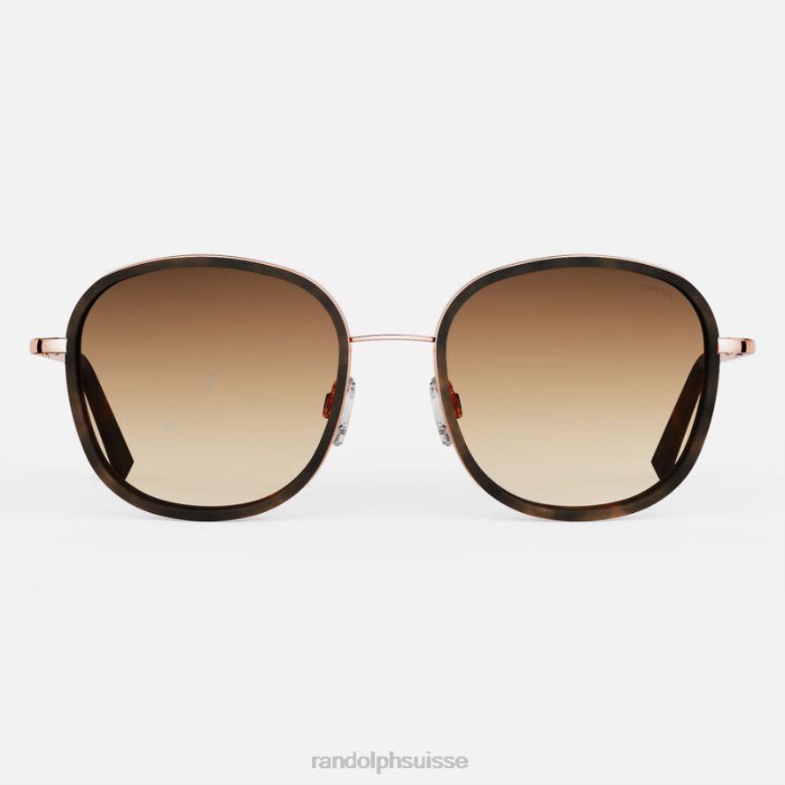 Randolph fusion d'élinor or rose 22 carats et incrustation de tortue de chocolat noir et sable du cap lentille en nylon dégradé non polarisée PDX286107