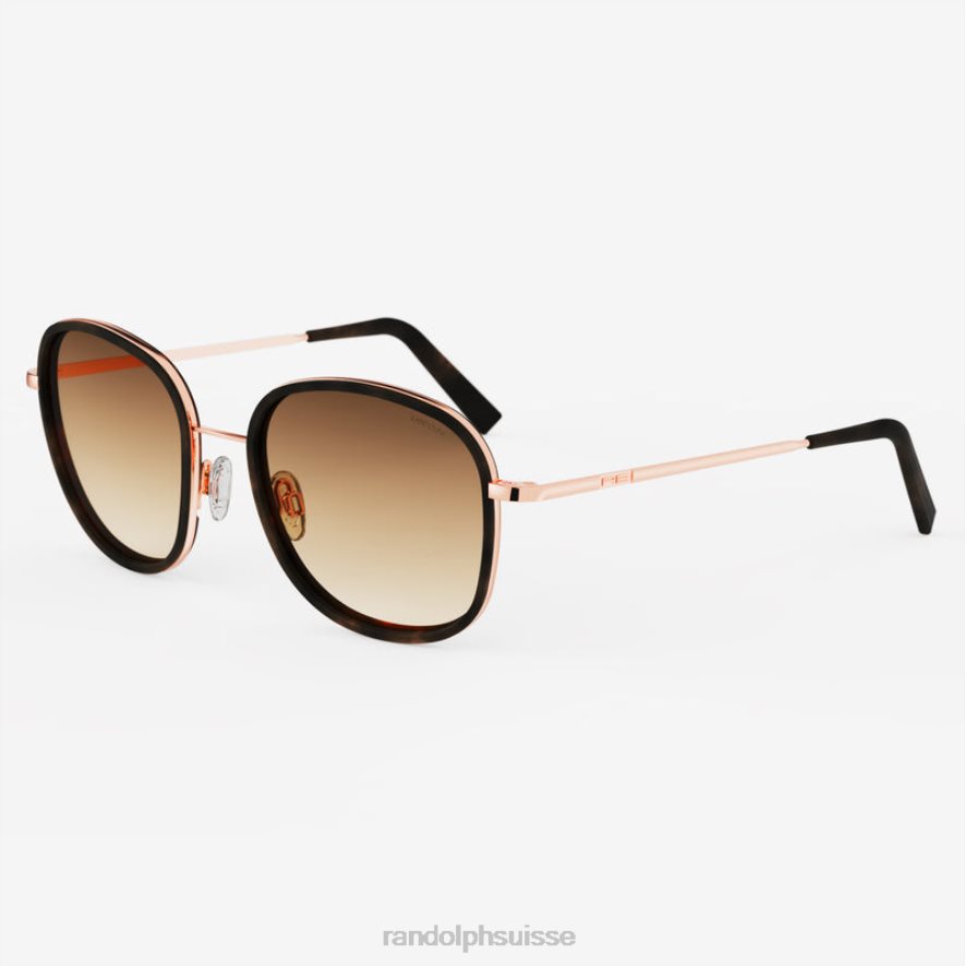 Randolph fusion d\'élinor or rose 22 carats et incrustation de tortue de chocolat noir et sable du cap lentille en nylon dégradé non polarisée PDX286107