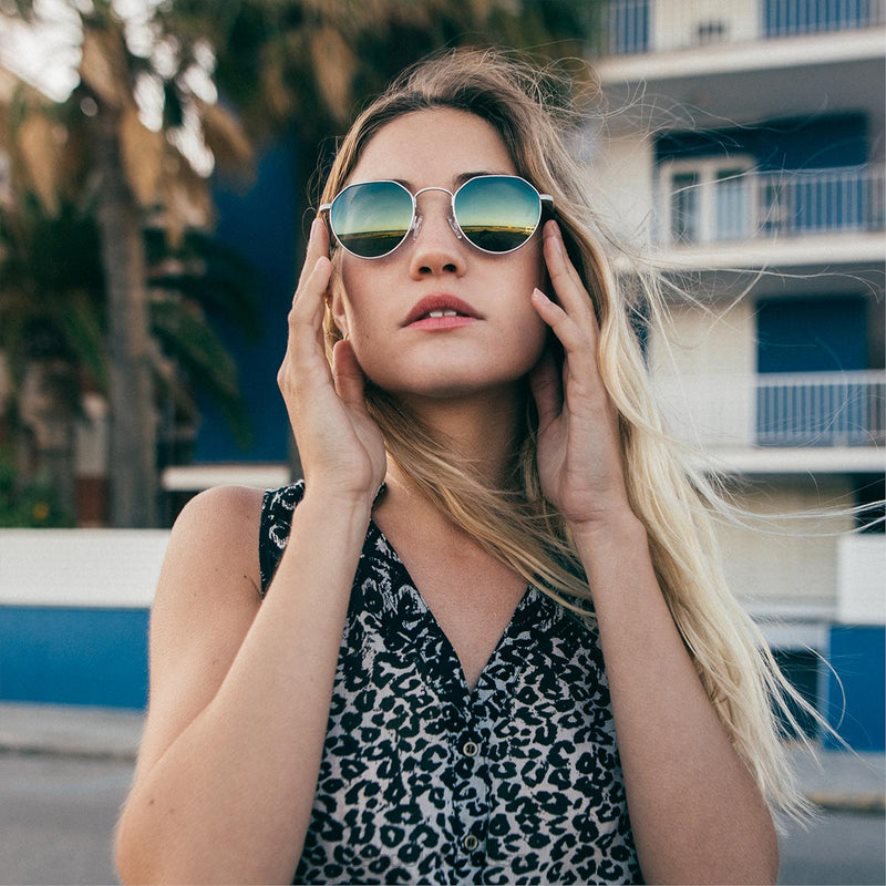 Randolph hamilton Or champagne 22 carats et bleu mystique verre polarisé miroir en nylon PDX28657