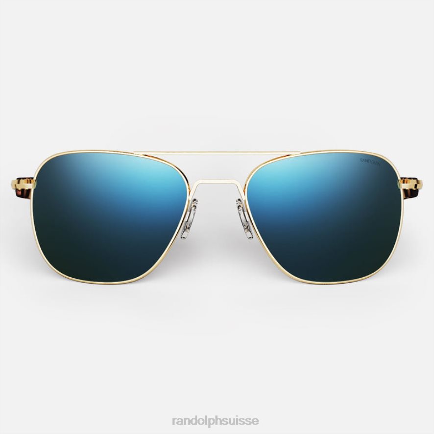 Randolph aviateur 1 or 23 carats et cobalt lentille en verre polarisée PDX28611