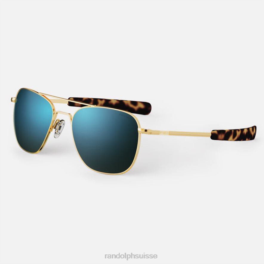 Randolph aviateur 1 or 23 carats et cobalt lentille en verre polarisée PDX28611