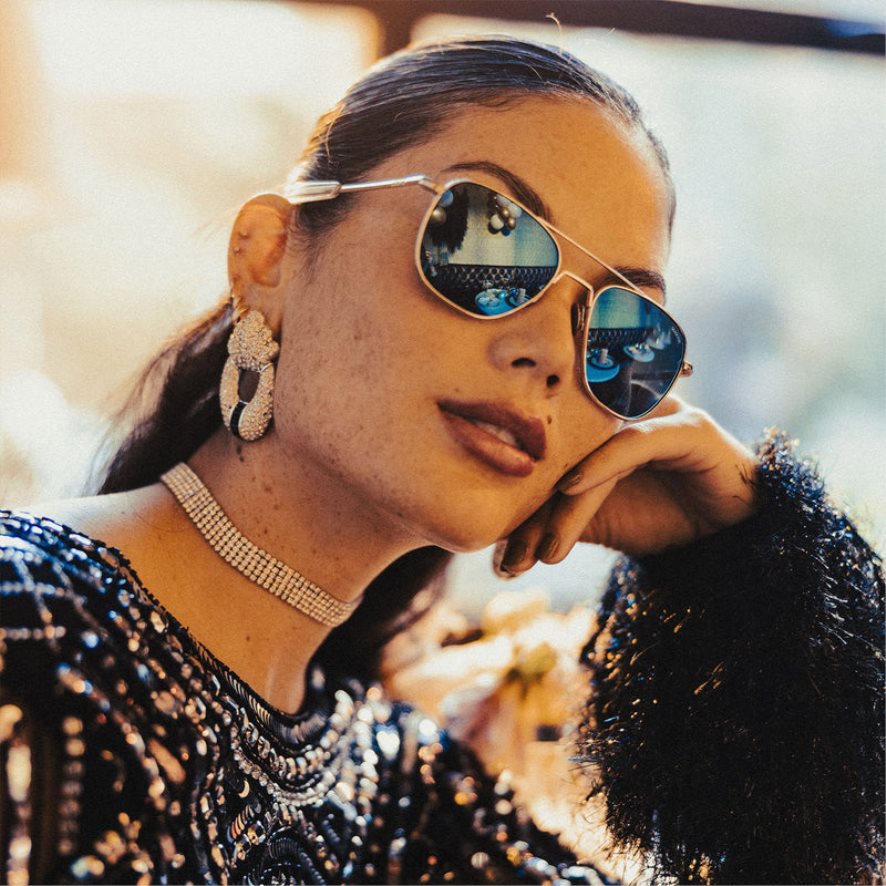 Randolph aviateur 1 or 23 carats et cobalt lentille en verre polarisée PDX28611