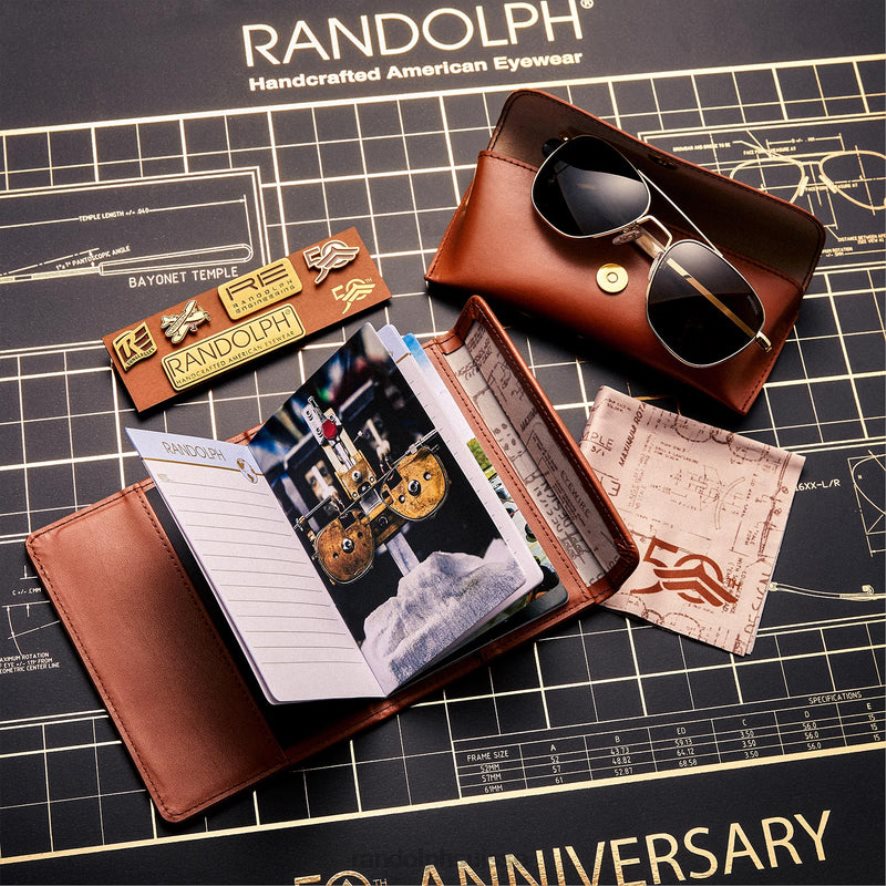 Randolph aviateur 1 or 23 carats et gris américain lentille en verre polarisée PDX2861