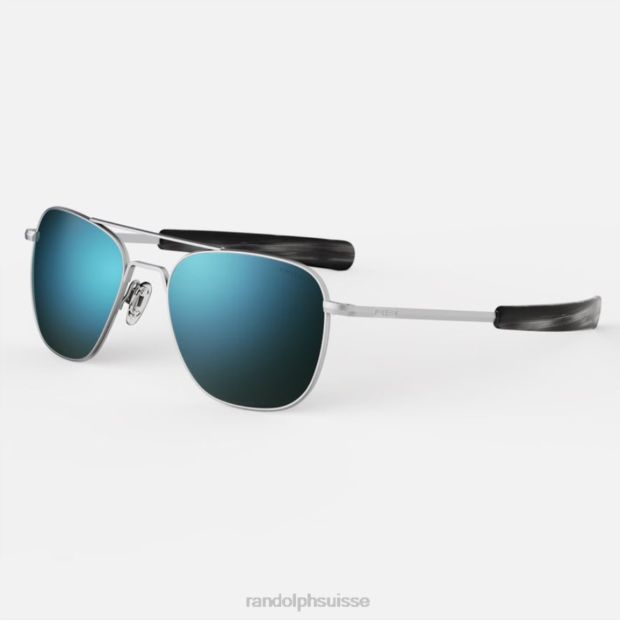 Randolph aviateur 2 chrome mat & cobalt lentille en verre polarisée PDX28622