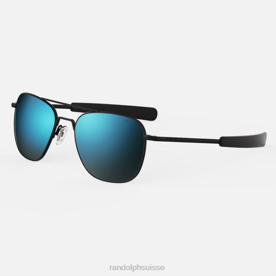 Randolph aviateur 2 noir mat & cobalt lentille en verre polarisée PDX28623