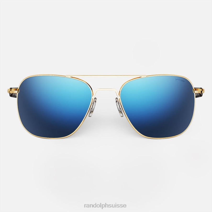 Randolph aviateur 3 or 23 carats et bleu atlantique verre polarisé miroir en nylon PDX28625