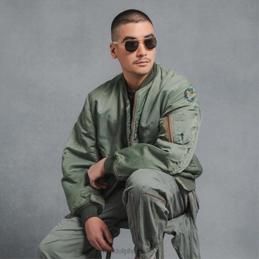 Randolph aviateur 3 or 23 carats et gris américain lentille en verre polarisée PDX28666