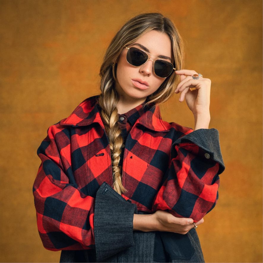 Randolph aviateur 3 or 23 carats et gris américain lentille en verre polarisée PDX28666