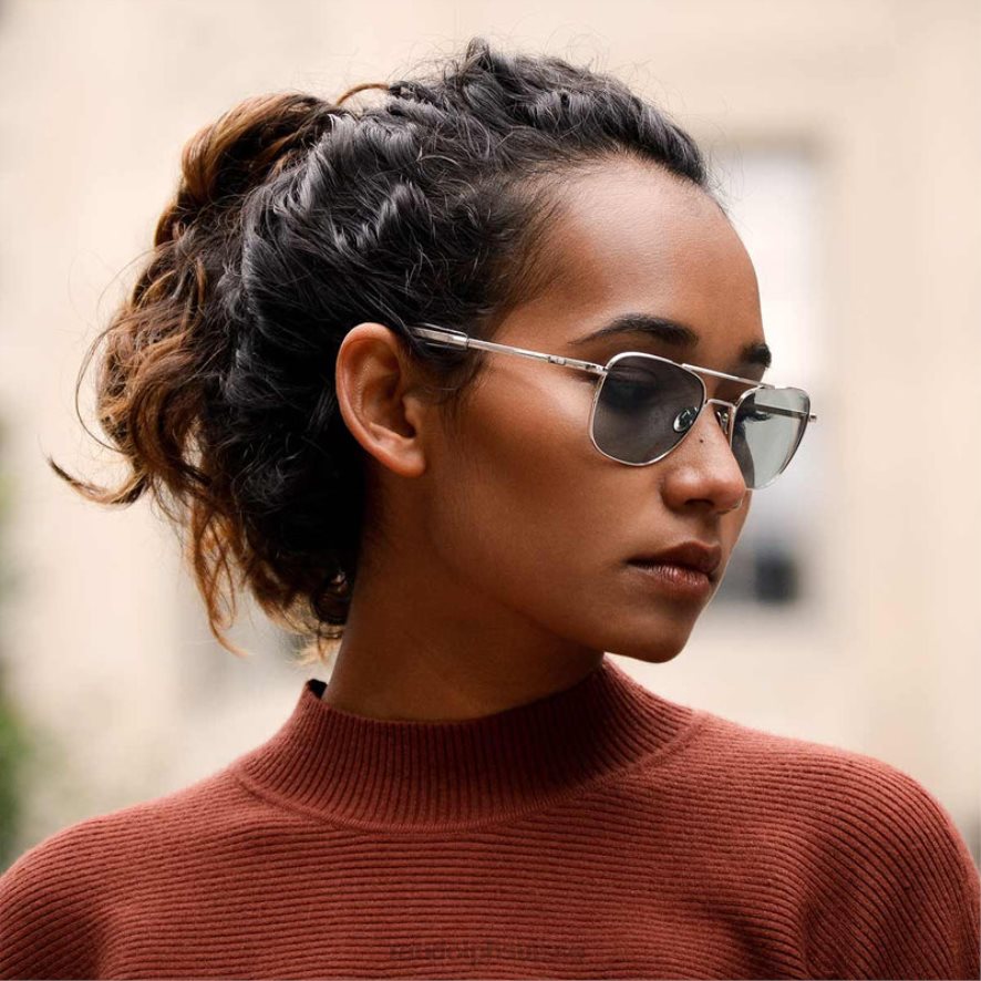 Randolph aviateur 3 or blanc 23 carats et hydro bleu lentille en verre non polarisée PDX28634