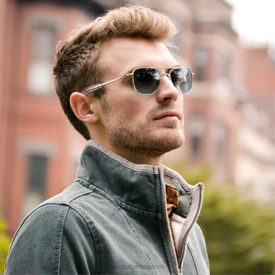 Randolph aviateur 3 or blanc 23 carats et hydro bleu lentille en verre non polarisée PDX28634