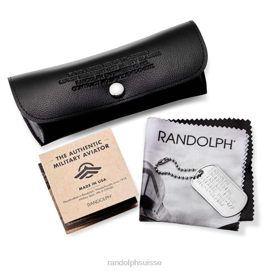 Randolph aviateur 4 noir mat lentille grise américaine polarisée PDX28685
