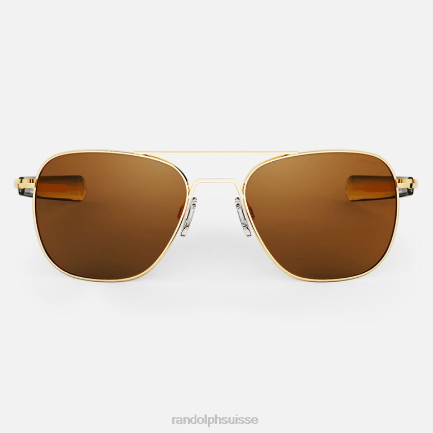 Randolph aviateur 4 or 23 carats et bronzage américain lentille en verre polarisée PDX28686