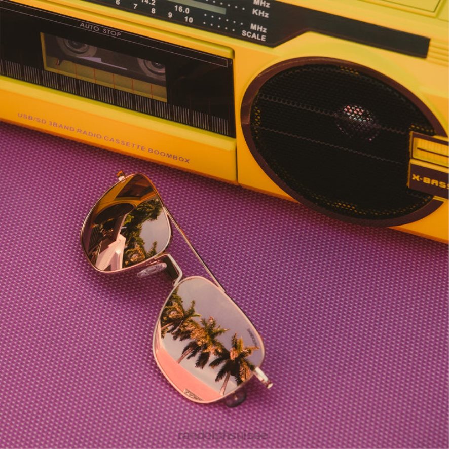 Randolph aviateur 6 Or rose 22 carats et or rose verre polarisé miroir en nylon PDX286103