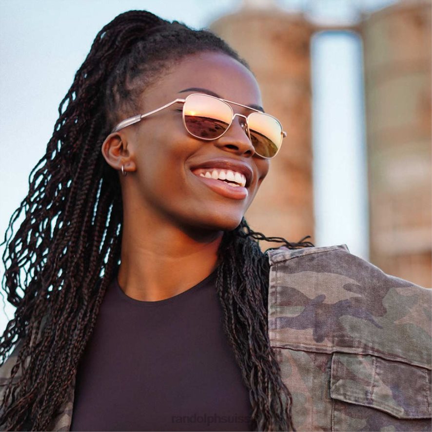 Randolph aviateur 6 Or rose 22 carats et or rose verre polarisé miroir en nylon PDX286103