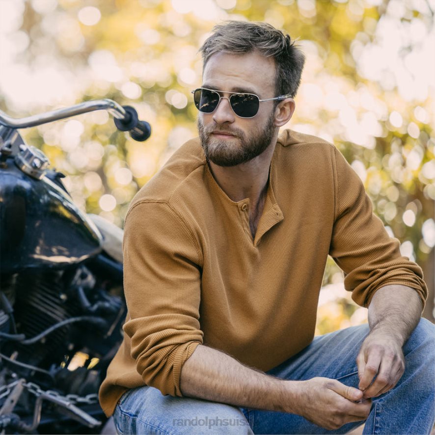 Randolph aviateur 6 chrome mat et gris américain lentille en verre polarisée PDX286110