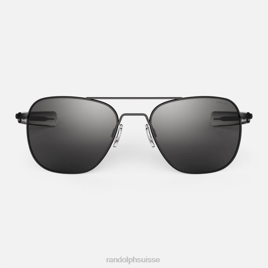 Randolph aviateur 7 noir mat et gris américain lentille en verre polarisée PDX286112
