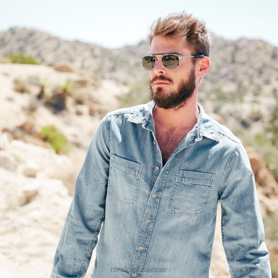 Randolph aviateur ii chrome mat et gris américain lentille en verre non polarisée PDX286120