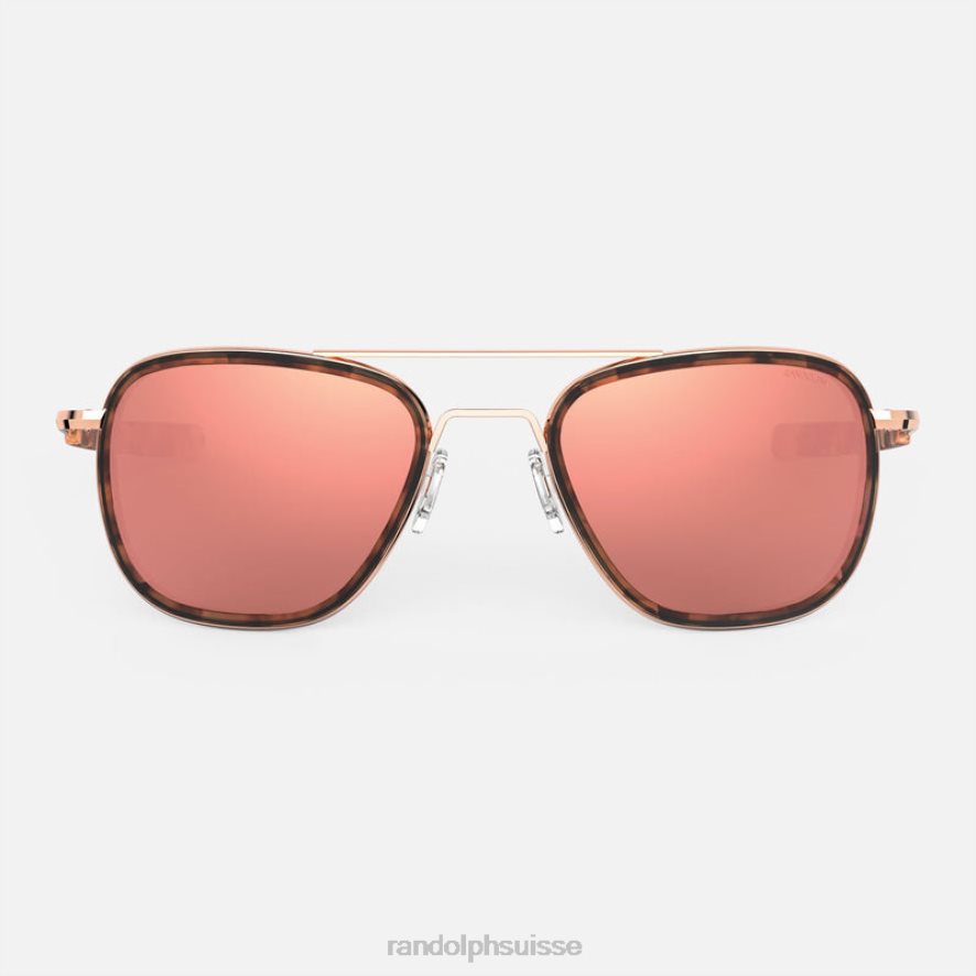 Randolph fusion aviateur Or rose 22 carats et incrustation de tortue rose et or rose lentille polarisée en nylon PDX28614