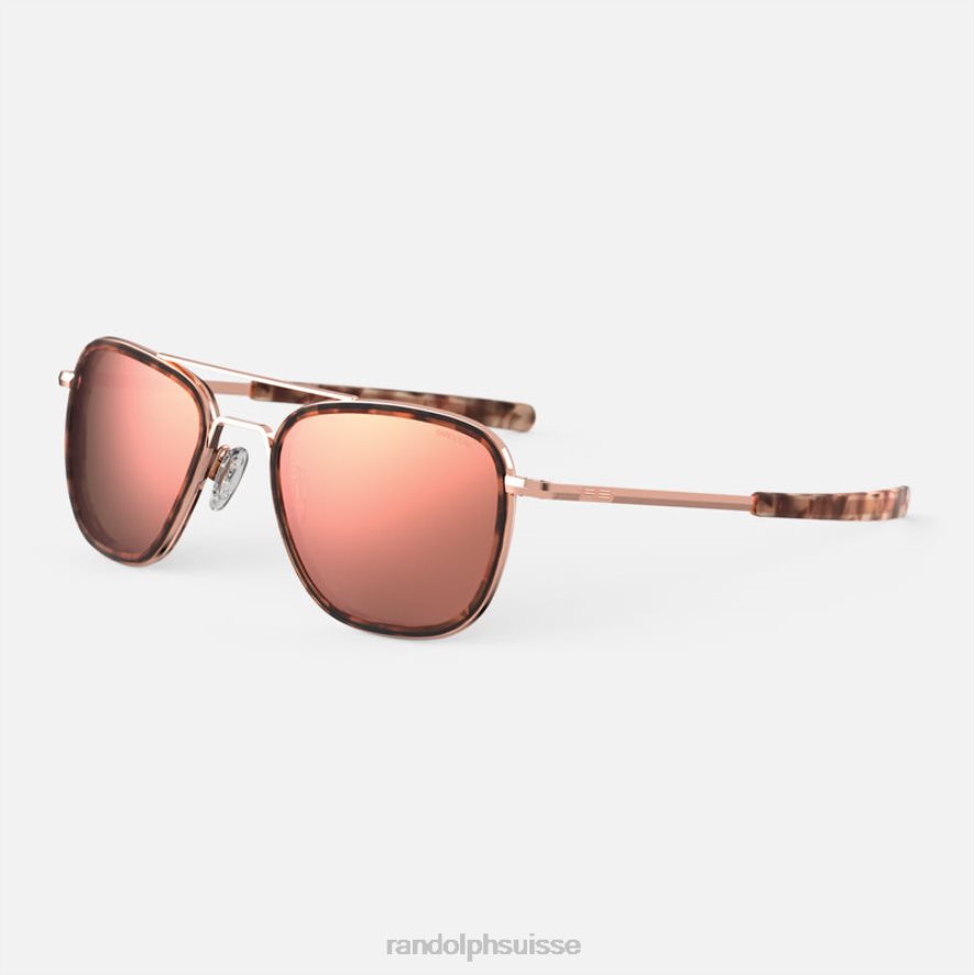 Randolph fusion aviateur Or rose 22 carats et incrustation de tortue rose et or rose lentille polarisée en nylon PDX28614