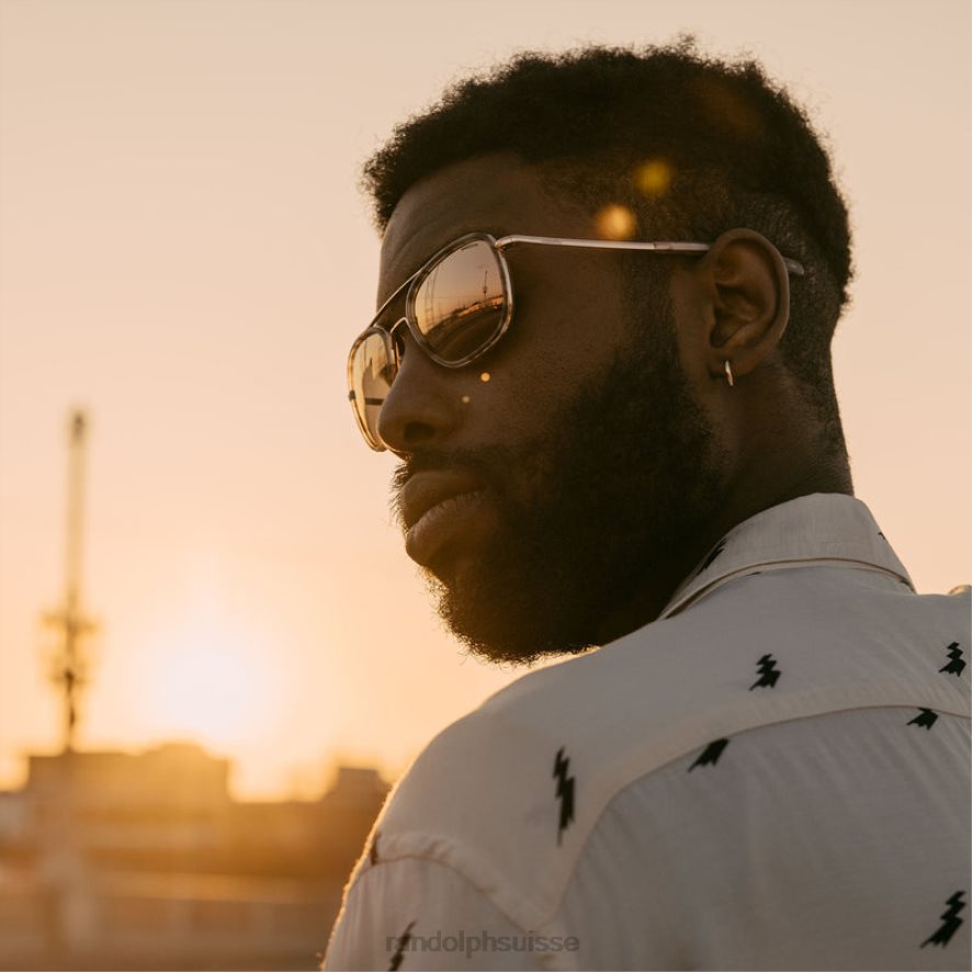 Randolph fusion aviateur Or rose 22 carats et incrustation de tortue rose et or rose lentille polarisée en nylon PDX28614