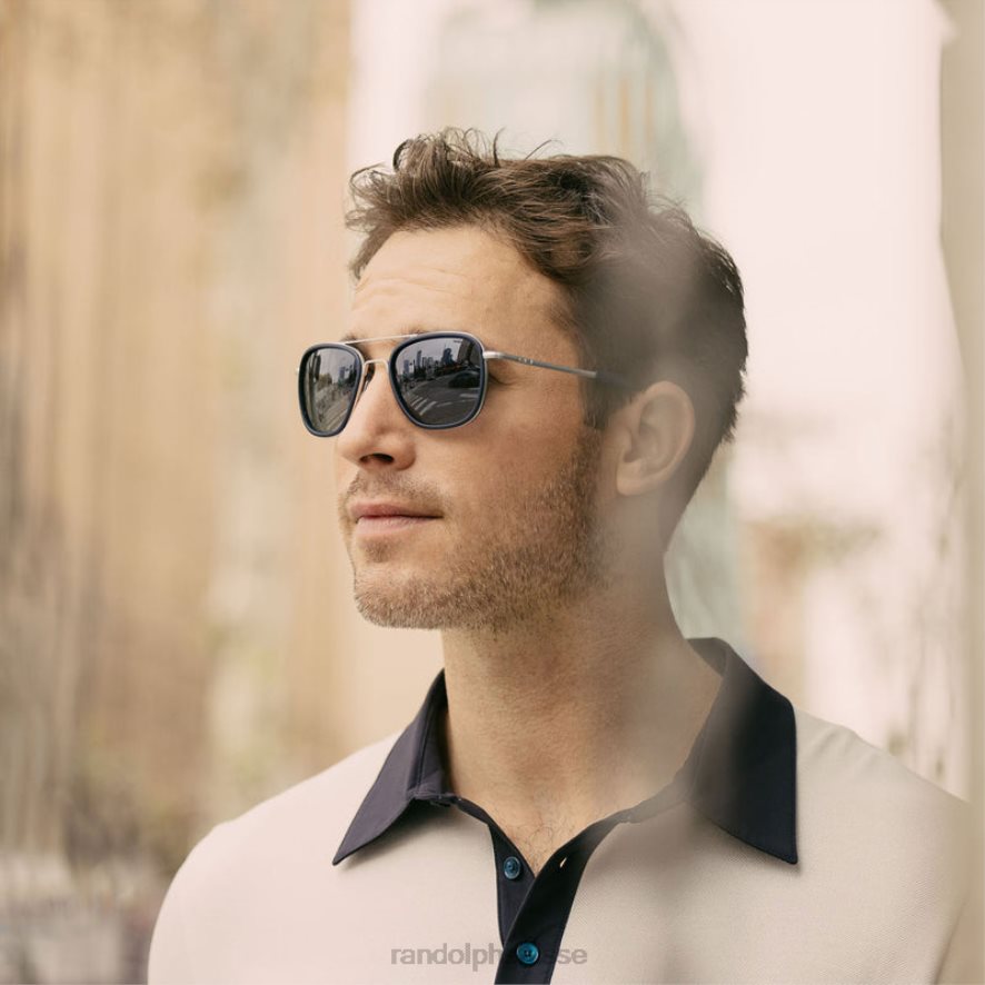 Randolph fusion aviateur chrome mat & incrustation saphir bleu & ardoise lentille polarisée en nylon dégradé PDX28627