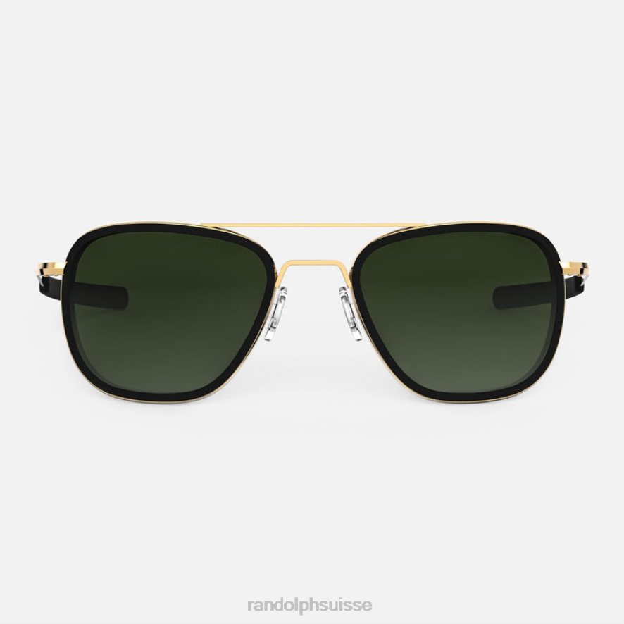 Randolph fusion aviateur or 23 carats et incrustation d'onyx mat et feuillage persistant lentille polarisée en nylon dégradé PDX28612