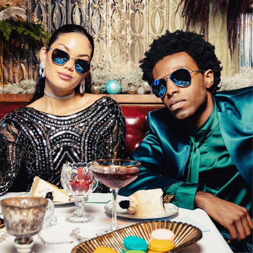 Randolph concorde 1 or blanc 23 carats et cobalt lentille en verre polarisée PDX2866