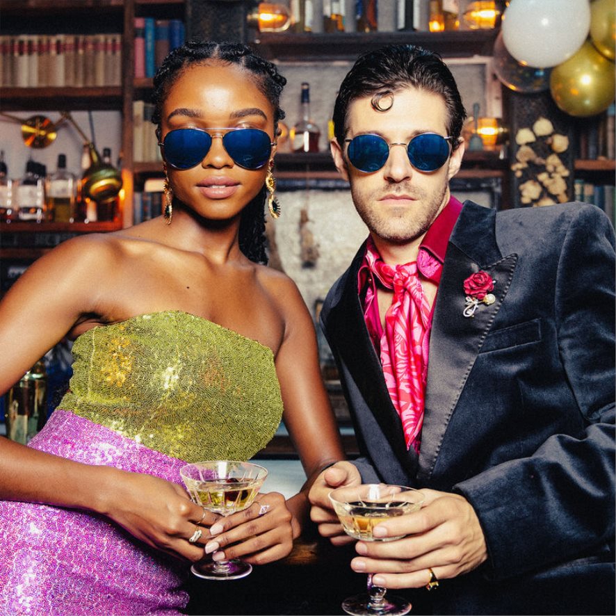 Randolph concorde 1 or blanc 23 carats et cobalt lentille en verre polarisée PDX2866