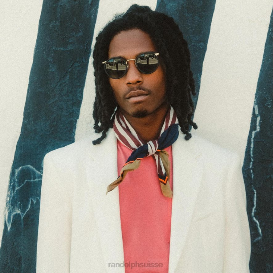 Randolph fusion p3 or 23 carats et incrustation d\'onyx mat et feuillage persistant lentille en nylon dégradé non polarisée PDX28689