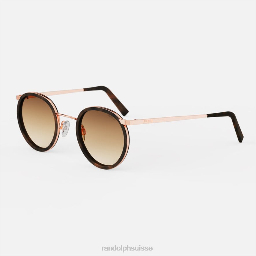 Randolph fusion p3 or rose 22 carats et incrustation de tortue de chocolat noir et sable du cap lentille en nylon dégradé non polarisée PDX28690
