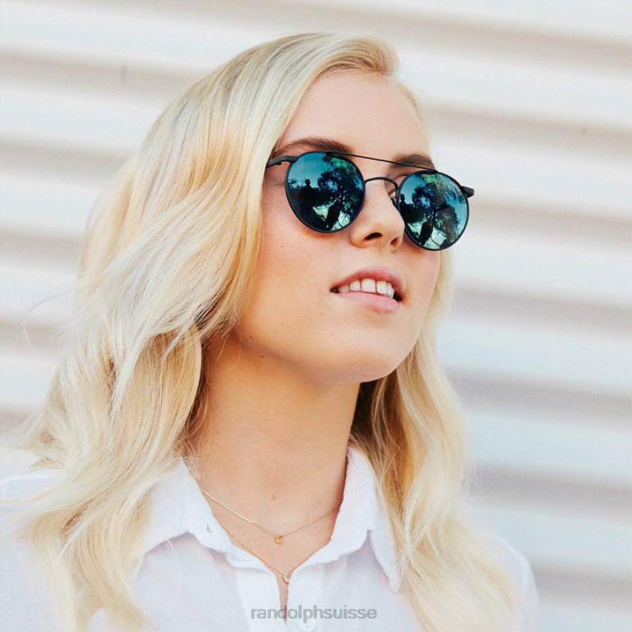 Randolph ombre p3 noir mat et bleu atlantique lentille en nylon miroir non polarisée PDX286140